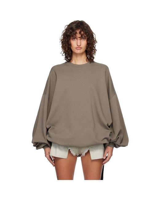 Rick Owens Brown Temple Hun Crewneck Sweatshirt