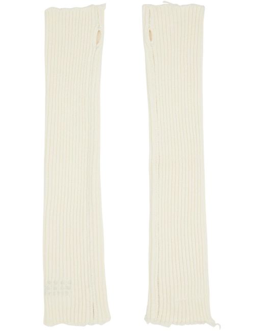 MM6 by Maison Martin Margiela Off-white Ribbed Arm Warmers for men