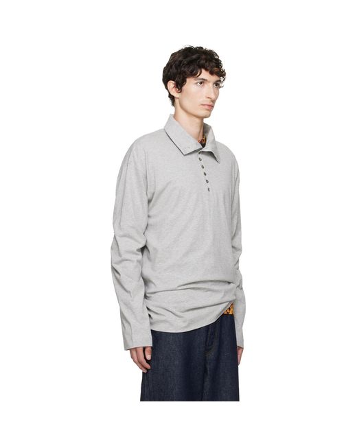 Dries Van Noten Gray Cotton Polo for men