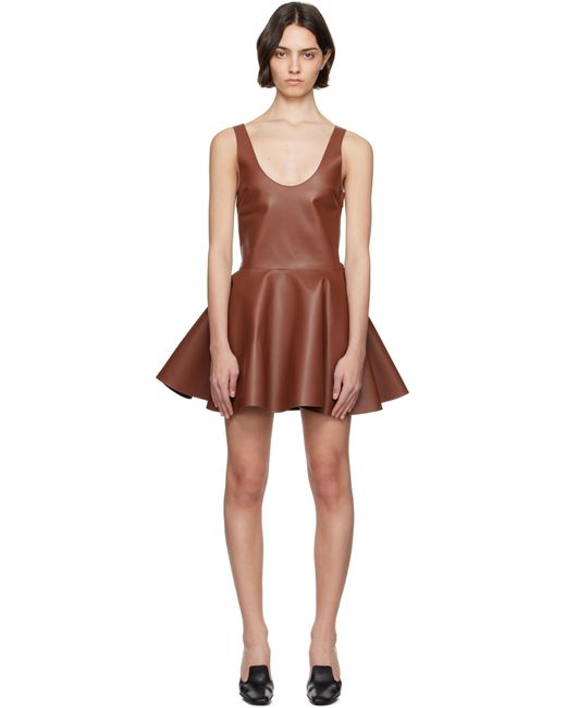 J.W. Anderson Black Circle Skirt Leather Minidress