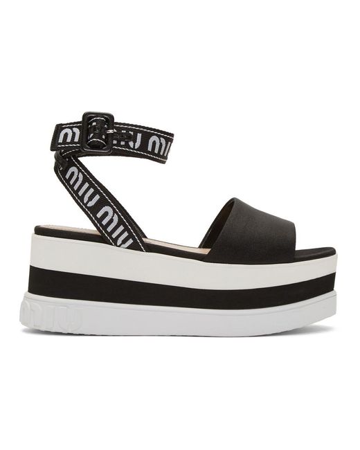 Miu Miu Black Nylon Platform Sandals