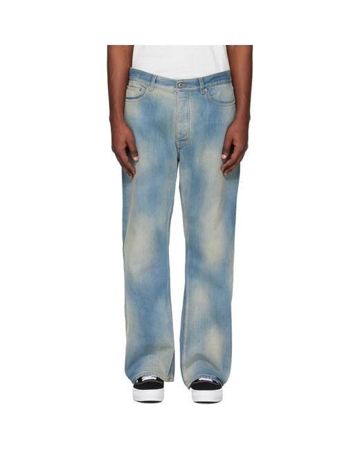 Off-White c/o Virgil Abloh Blue Diagonal Raw Patch 90S Skate Jeans for men