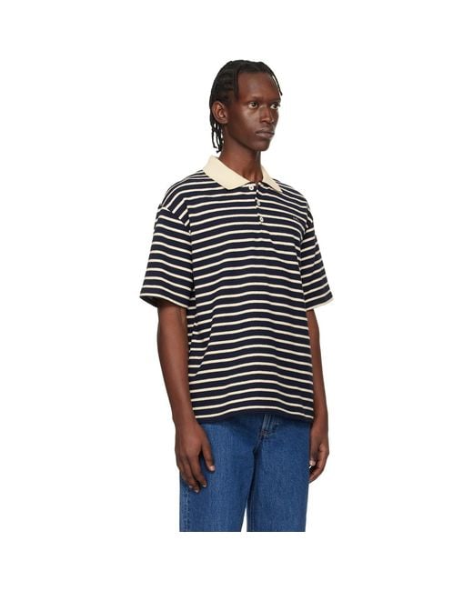 A.P.C. Black Striped Polo for men