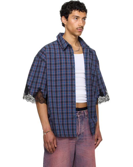 Surchemise Bleu Marine À Garnitures En Dentelle Exclusive À Ssense Martine Rose pour homme en coloris Blue