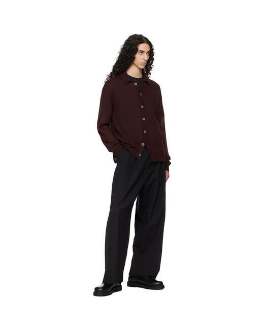 Studio Nicholson Red Burgundy Hamto Kint Cardigan for men