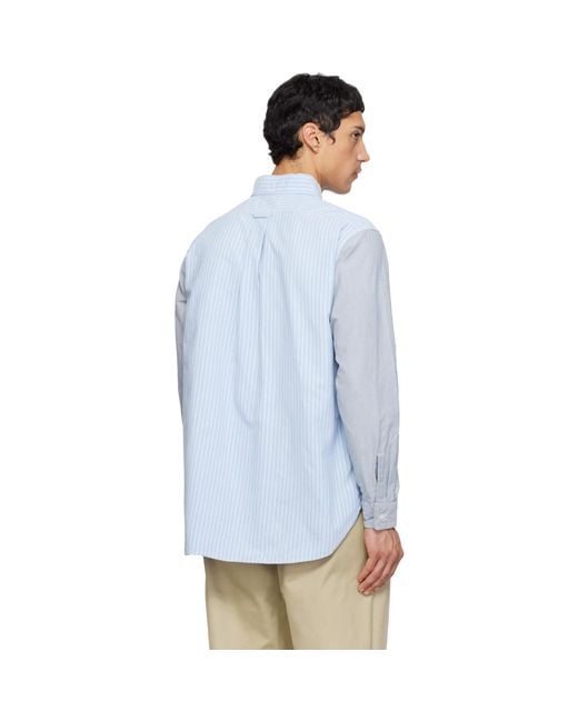 Nanamica Blue Button Down Stripe Storm Shirt for men