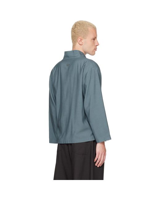 KENZO Blue Paris Viscose & Wool Kimono Jacket for men