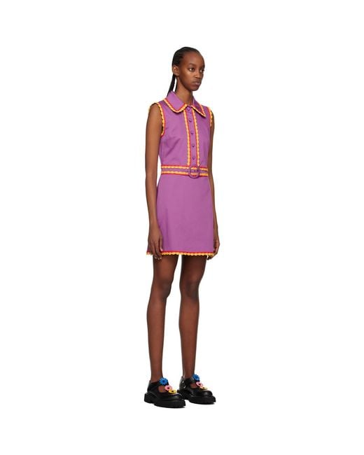 Moschino Black Purple Belted Minidress