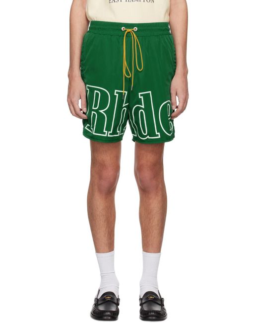 Rhude Green Drawstring Shorts for men