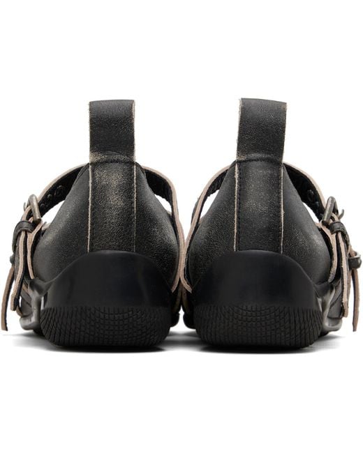 OPEN YY Black Cross Buckle Ballet Flats