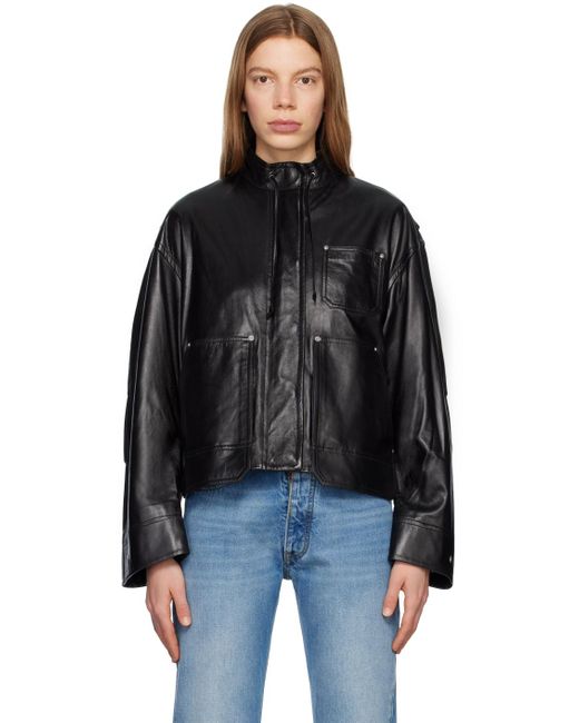 Helmut Lang Black Patch Pocket Leather Jacket