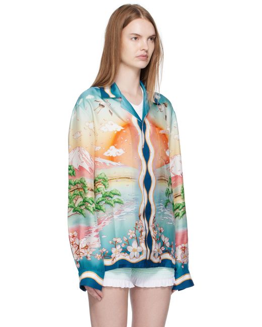 Chemise À Manches Longues Multicolore En Soie À Imprimé Casablanca