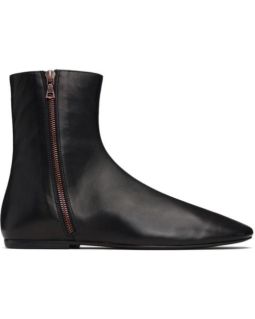 Dries Van Noten Black Leather Sock Boots for men