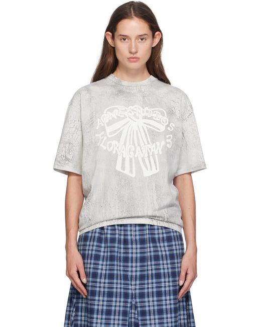 Acne White Plaster Print T-Shirt