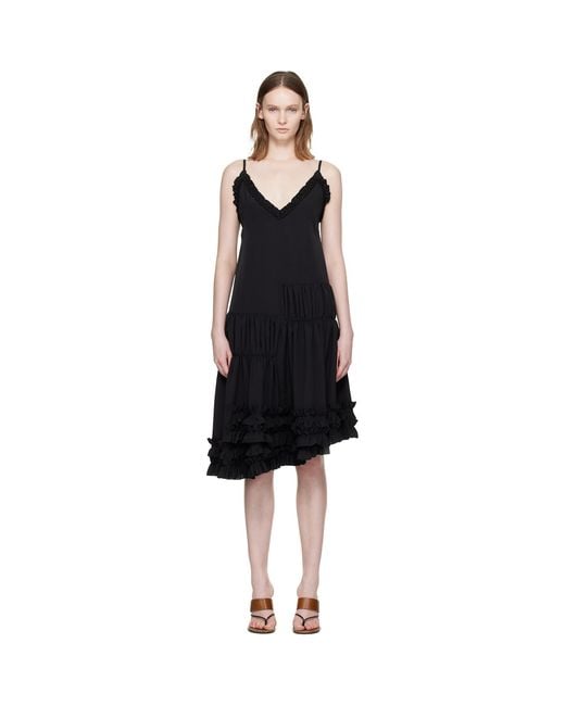 Dries Van Noten Black Ruffled Midi Dress