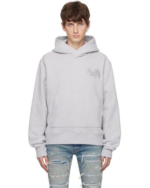 Amiri Black Gray staggered Hoodie for men