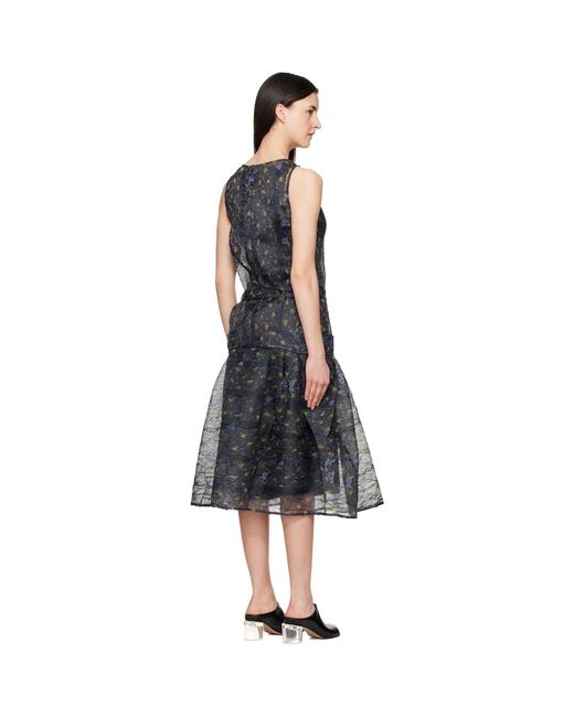 Ganni Black Shibori Organza Midi Dress