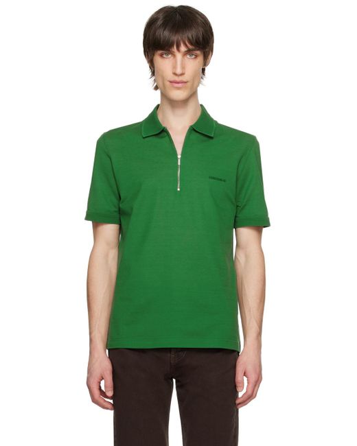 Ferragamo Green Half-Zip Polo for men