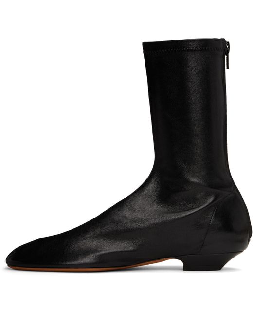 Khaite Black Apollo Flat Ankle Boots