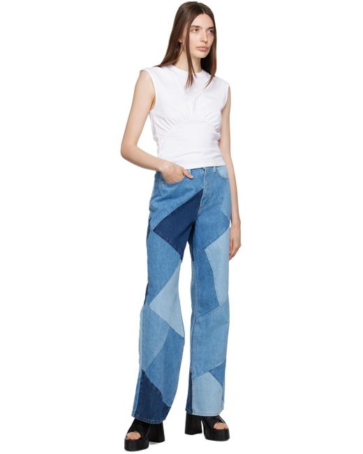 FRAME Blue 'le High 'n Tight' Patchwork Jeans
