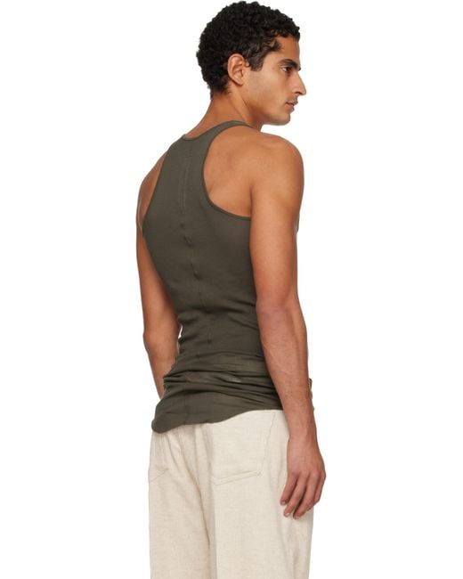 Rick Owens メンズ ブラック カーキ Concordians Basic リブタンク