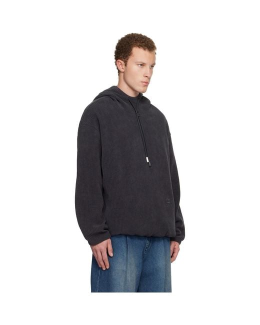 Wooyoungmi Blue Ribbed Hoodie for men