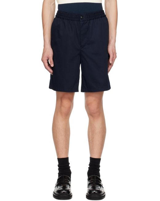 AMI Blue Navy Elasticized Shorts for men