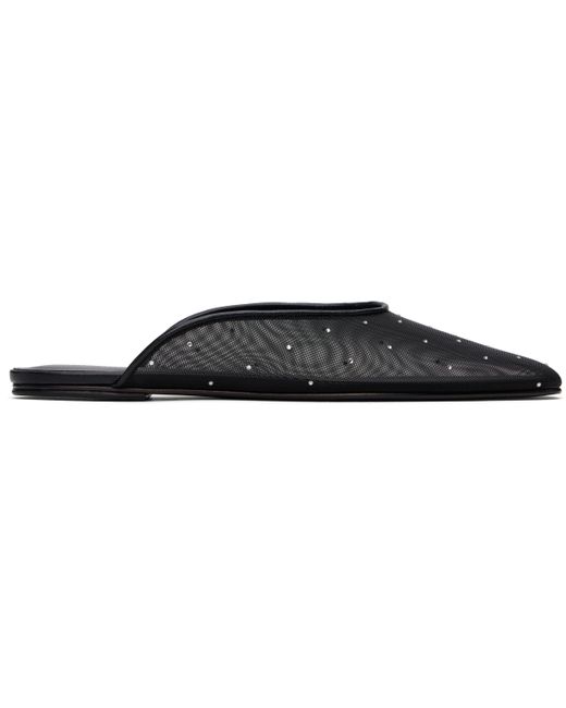 Magda Butrym Black Crystal Mesh Flat Mules