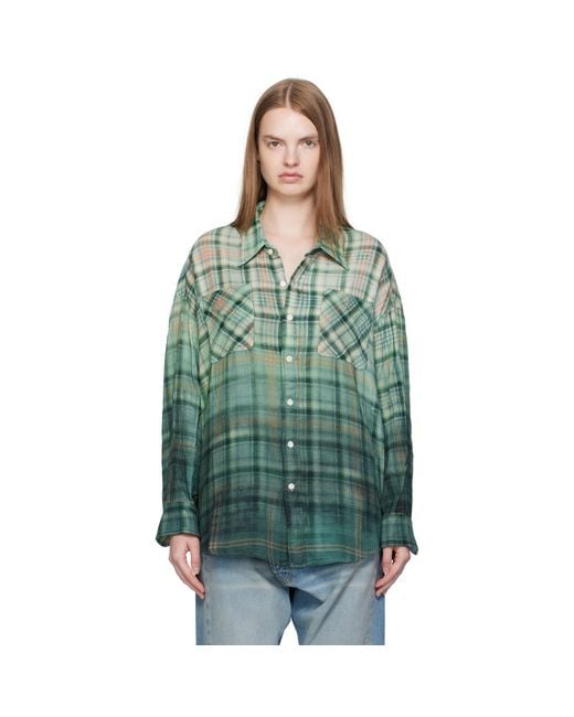 R13 Green Drop Neck Work Shirt