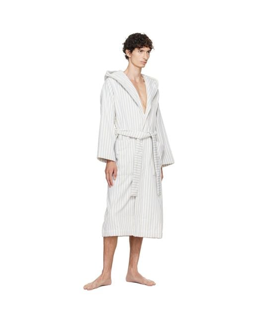 Tekla White Terry Hooded Bathrobe for men