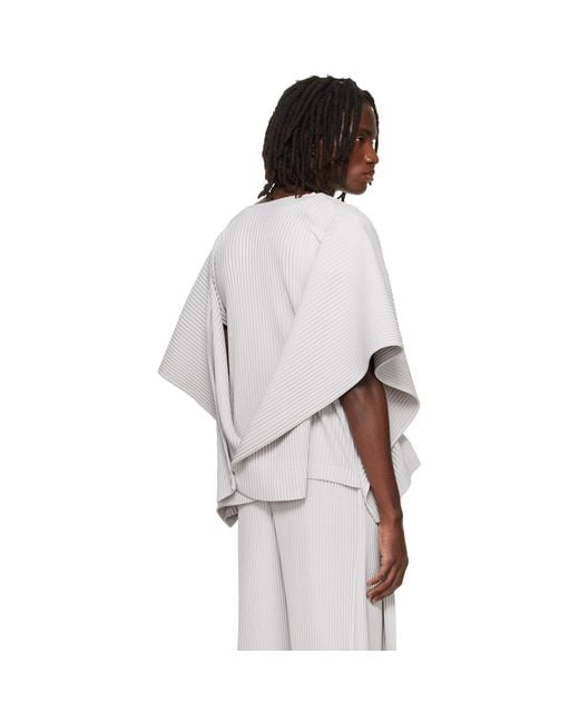 Homme Plissé Issey Miyake White Motion Blur Top for men