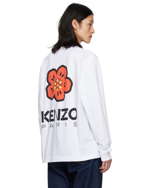 KENZO White Paris Boke Flower Long Sleeve T-shirt for men
