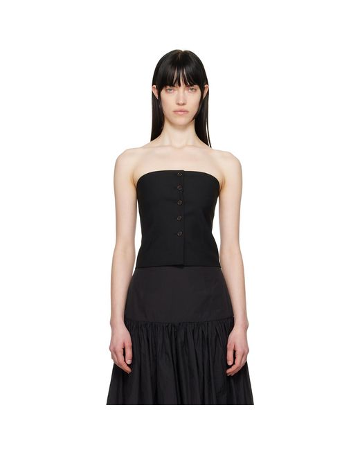 Amomento Black Button Up Bustier Top
