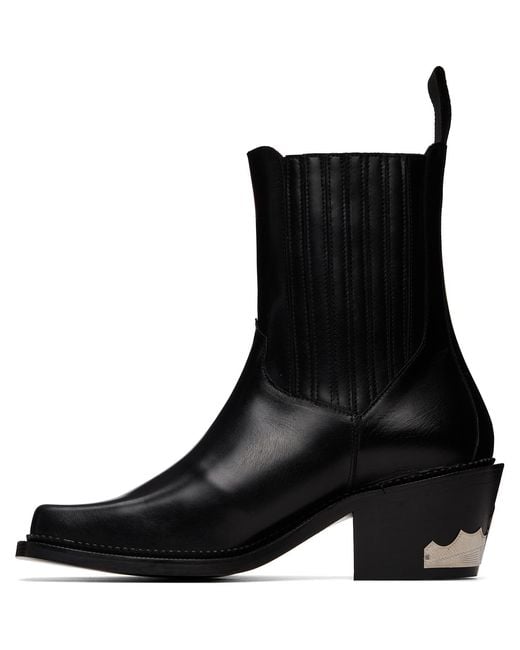 Toga Virilis Black Hard Leather Chelsea Boots for men