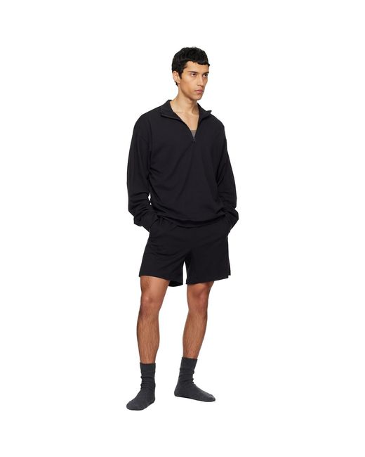Skims Black Jersey Lounge Relaxed Quarter Zip Pullover Sweatshirt for men