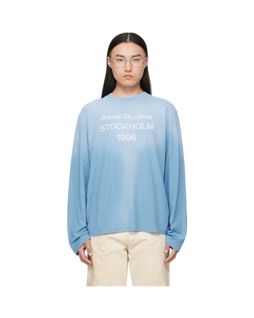 Acne Blue Sprayed '1996' Logo T-Shirt for men