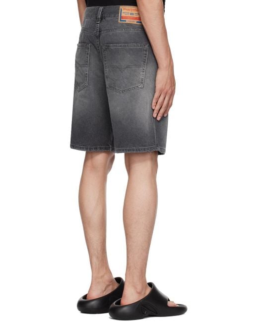 DIESEL Black Gray Regular Denim Shorts for men