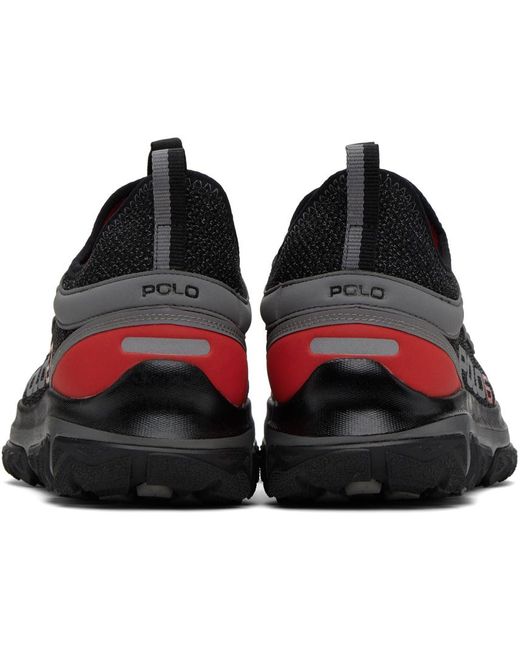 Polo Ralph Lauren Black Gray & Red Adventure 300lt Sneakers for men