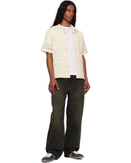 ANDERSSON BELL Black Jacquard Stripe Shirt for men