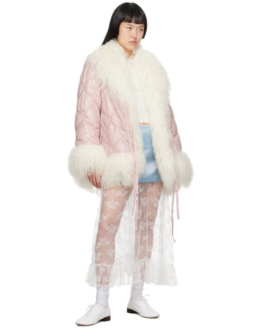 Sandy Liang Pink Kristoff Shearling Coat
