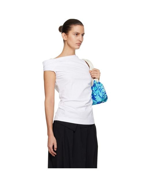 Dries Van Noten White Off-Shoulder Jersey Top