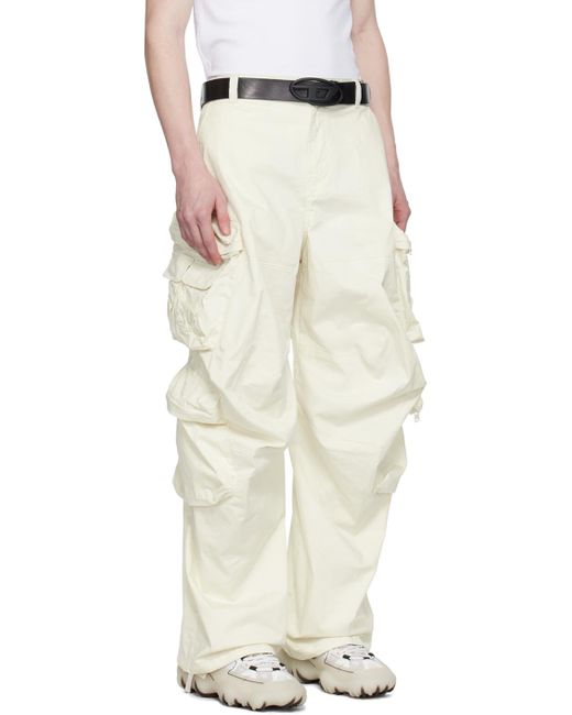 Pantalon cargo P-Huges-New blanc cassé DIESEL pour homme en coloris Natural