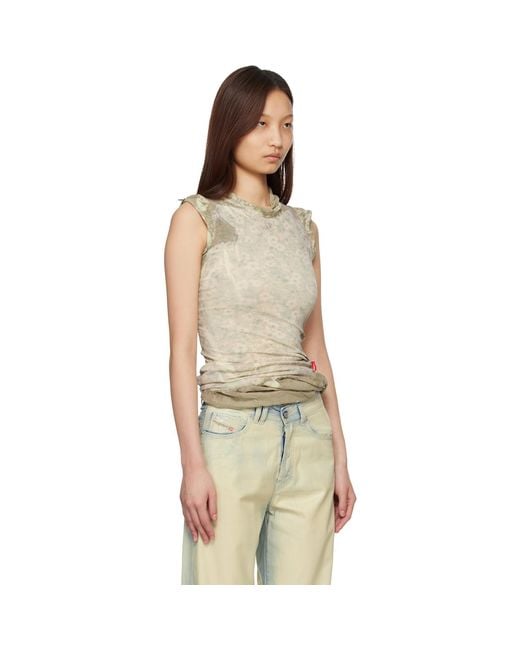 DIESEL Multicolor Khaki Bleached Effect Layered Top