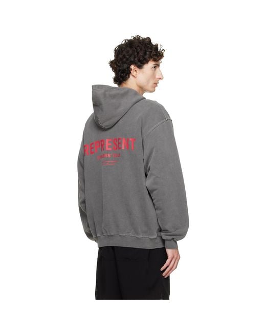 Represent Gray Printed 'Owners Club' Hoodie for men