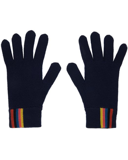 Paul Smith Blue Navy Artist Stripe Gloves for men