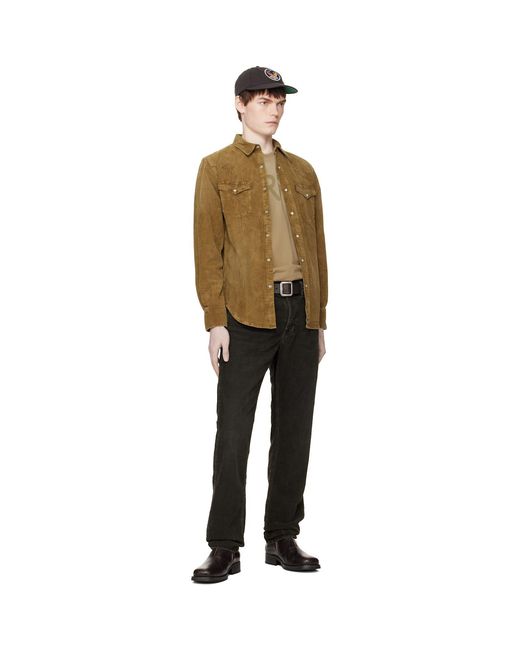 RRL Multicolor Tan Slim Fit Corduroy Western Shirt for men