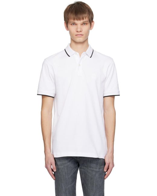 Polo ajusté blanc Boss pour homme en coloris White