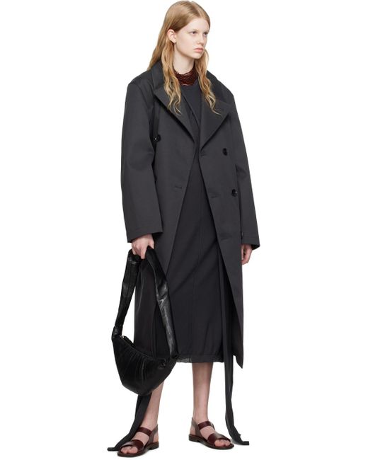 Lemaire Black Gray Military Trench Coat