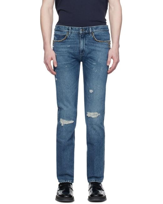 HUGO Blue Indigo Slim-fit Jeans for men