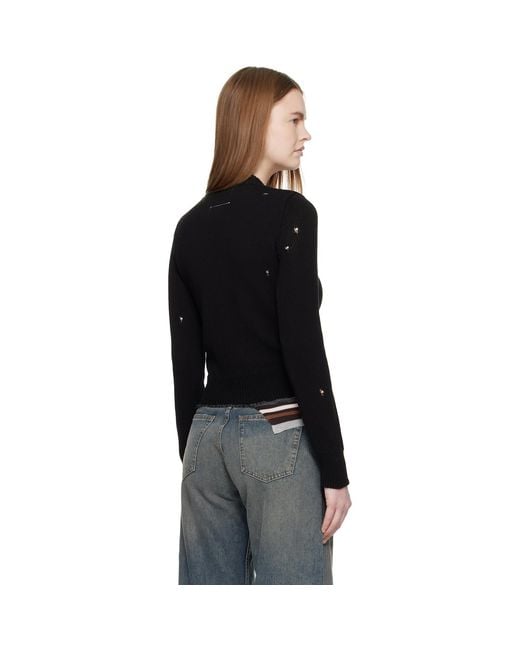MM6 by Maison Margiela Black Ribbed Knit Top